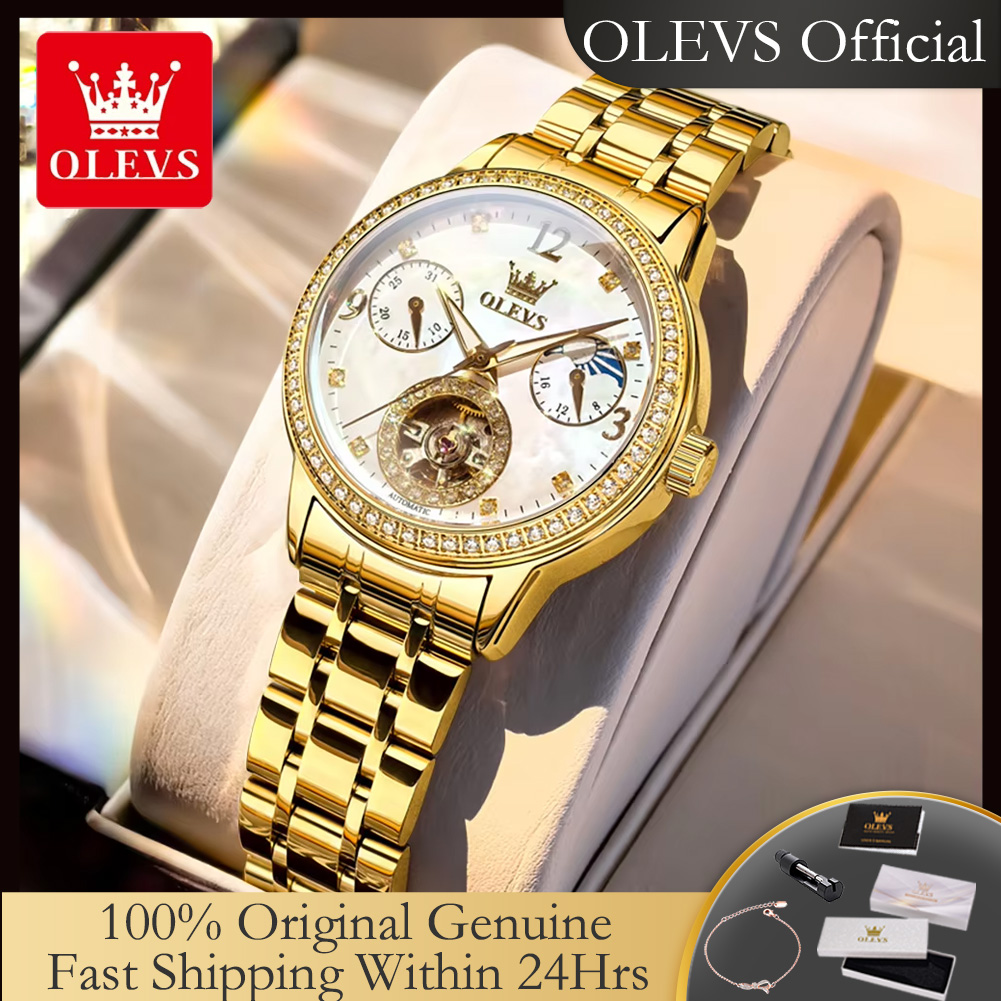 Luxury Watch Moon Phase - OLEVS 6750 Автоматические женские часы из