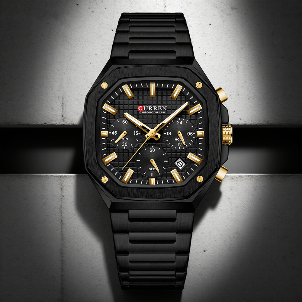 Luxury Watch Men - CURREN Роскошные квадратные часы с хронографом