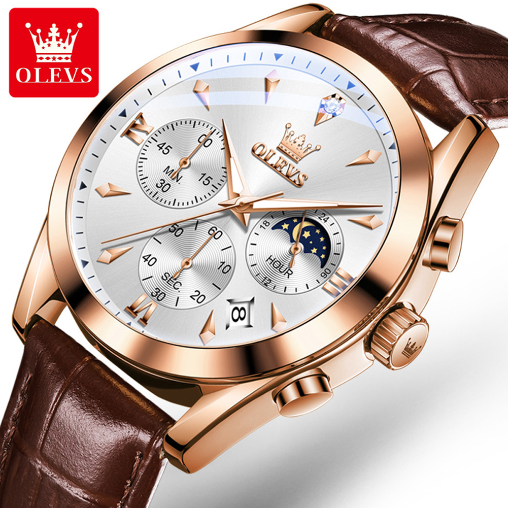 Luxury Watch Moon Phase - OLEVS Фирменные новые модные кварцевые часы