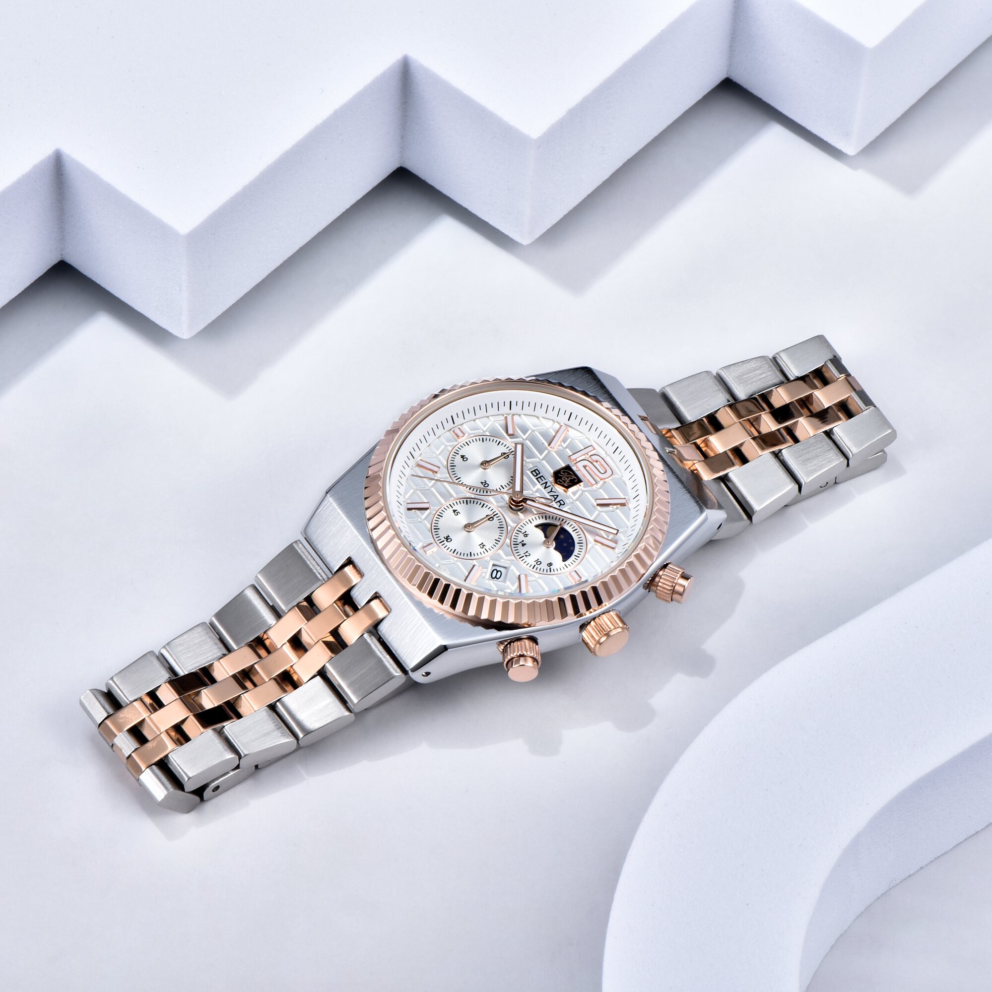 BENYAR Роскошные двухцветные м – обзор и цена Luxury Watch Moon Phase
