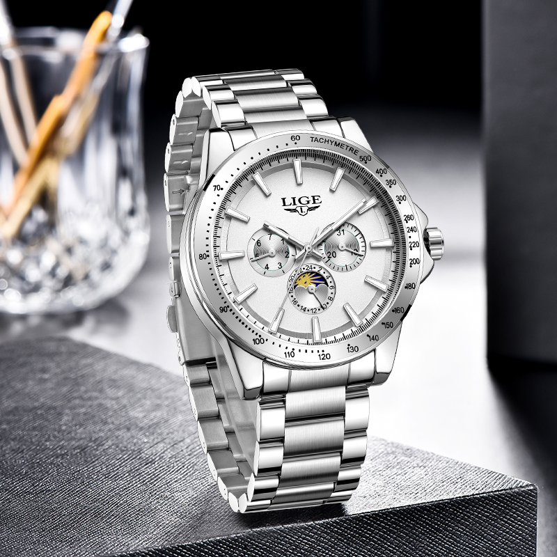LIGE лучший бренд, роскошные к – обзор и цена Luxury Watch Moon Phase