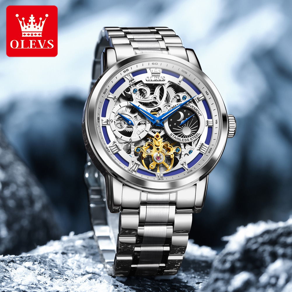 OLEVS 6670 Оригинальные мужски – обзор и цена Luxury Watch Moon Phase