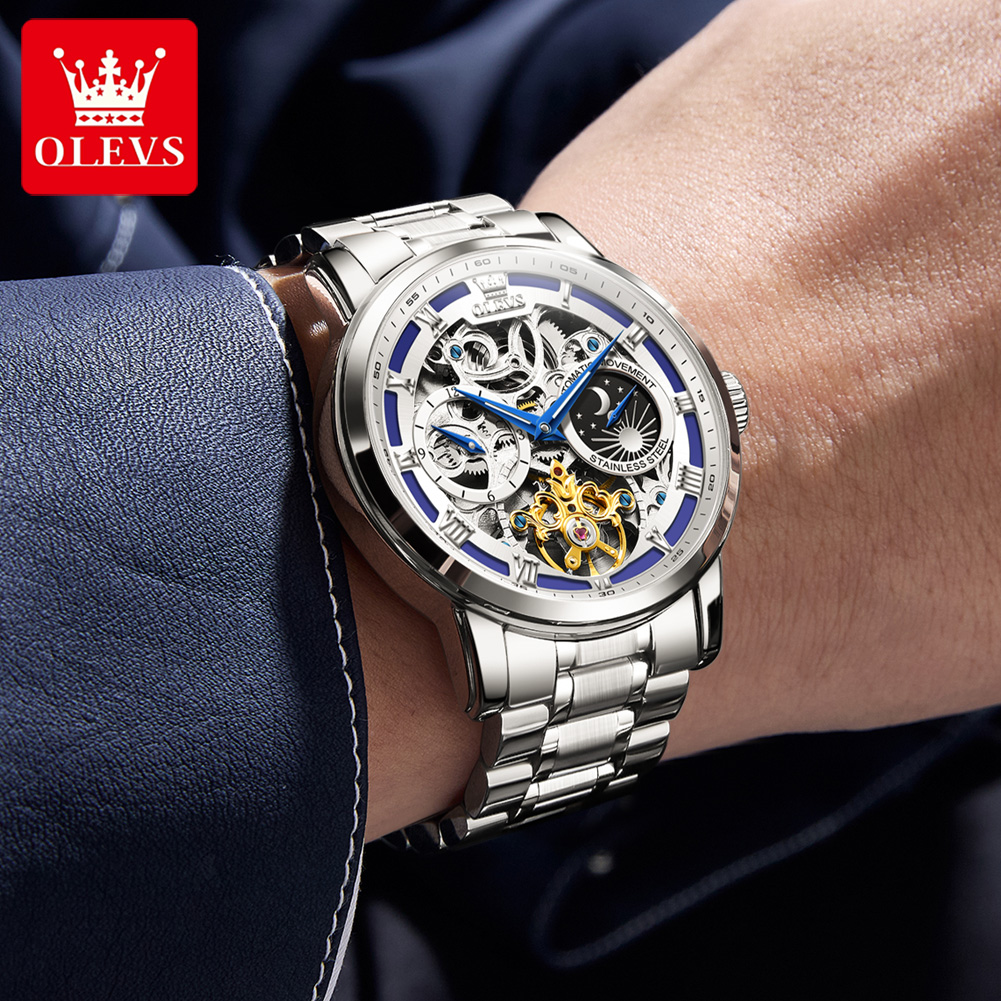 OLEVS 6670 Оригинальные мужски – обзор и цена Luxury Watch Moon Phase