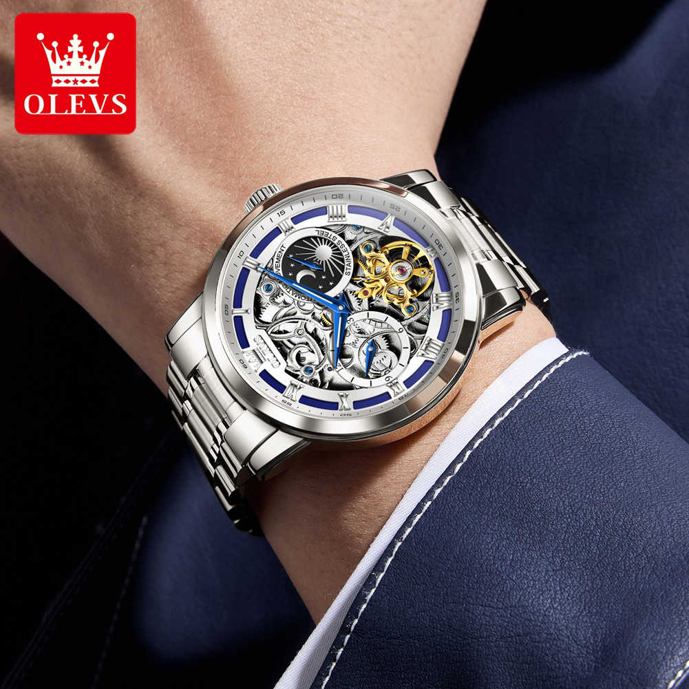 OLEVS 6670 Оригинальные мужски – обзор и цена Luxury Watch Moon Phase