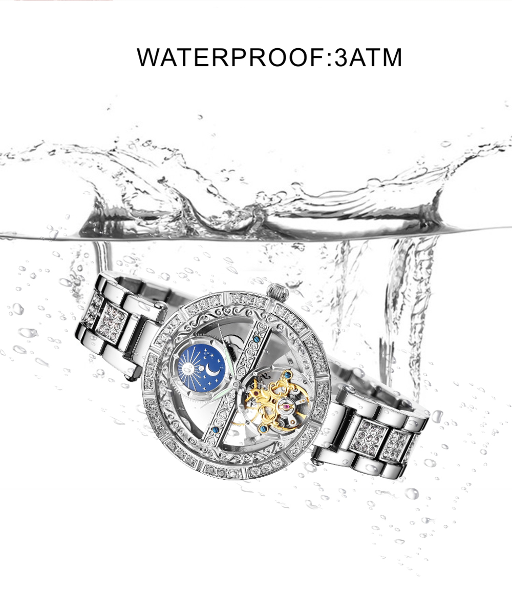 Женские Водонепроницаемые меха – обзор и цена Luxury Watch Moon Phase