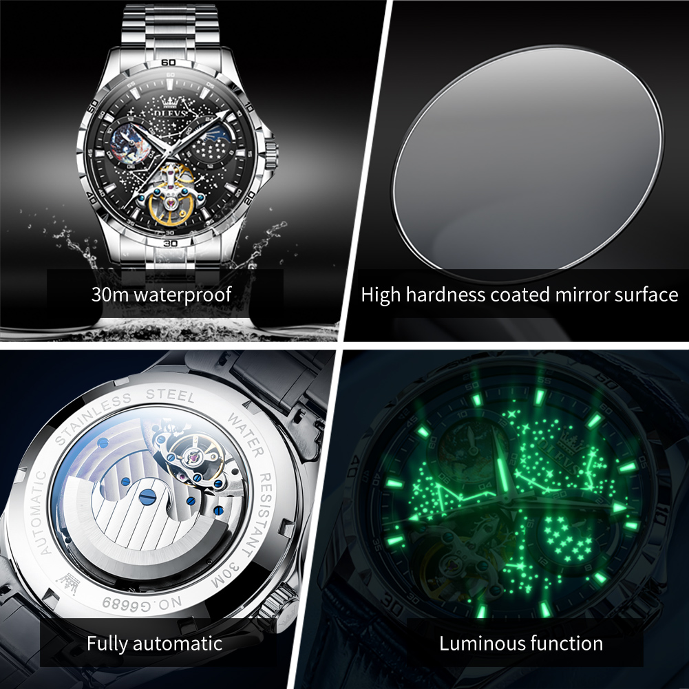 OLEVS 6689, роскошные брендовы – обзор и цена Luxury Watch Moon Phase