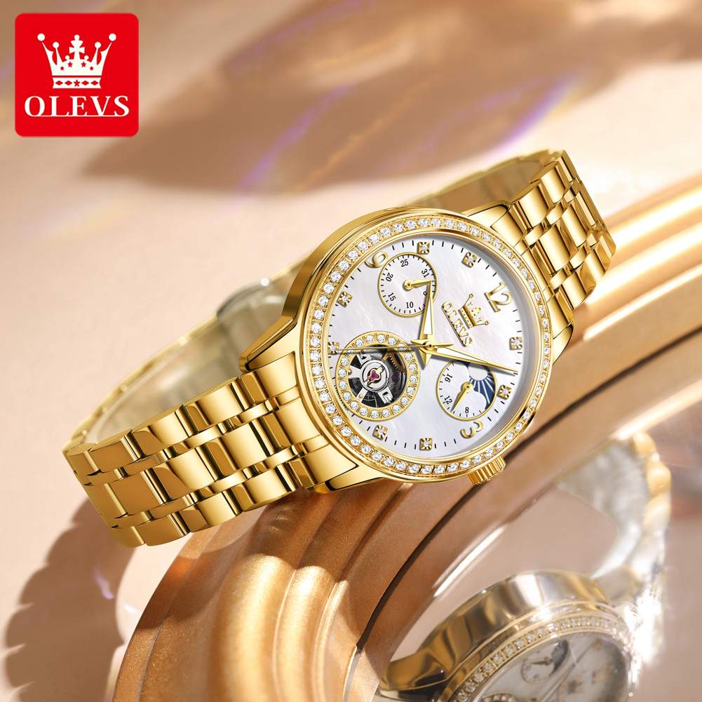 OLEVS 6750 Автоматические женс – обзор и цена Luxury Watch Moon Phase
