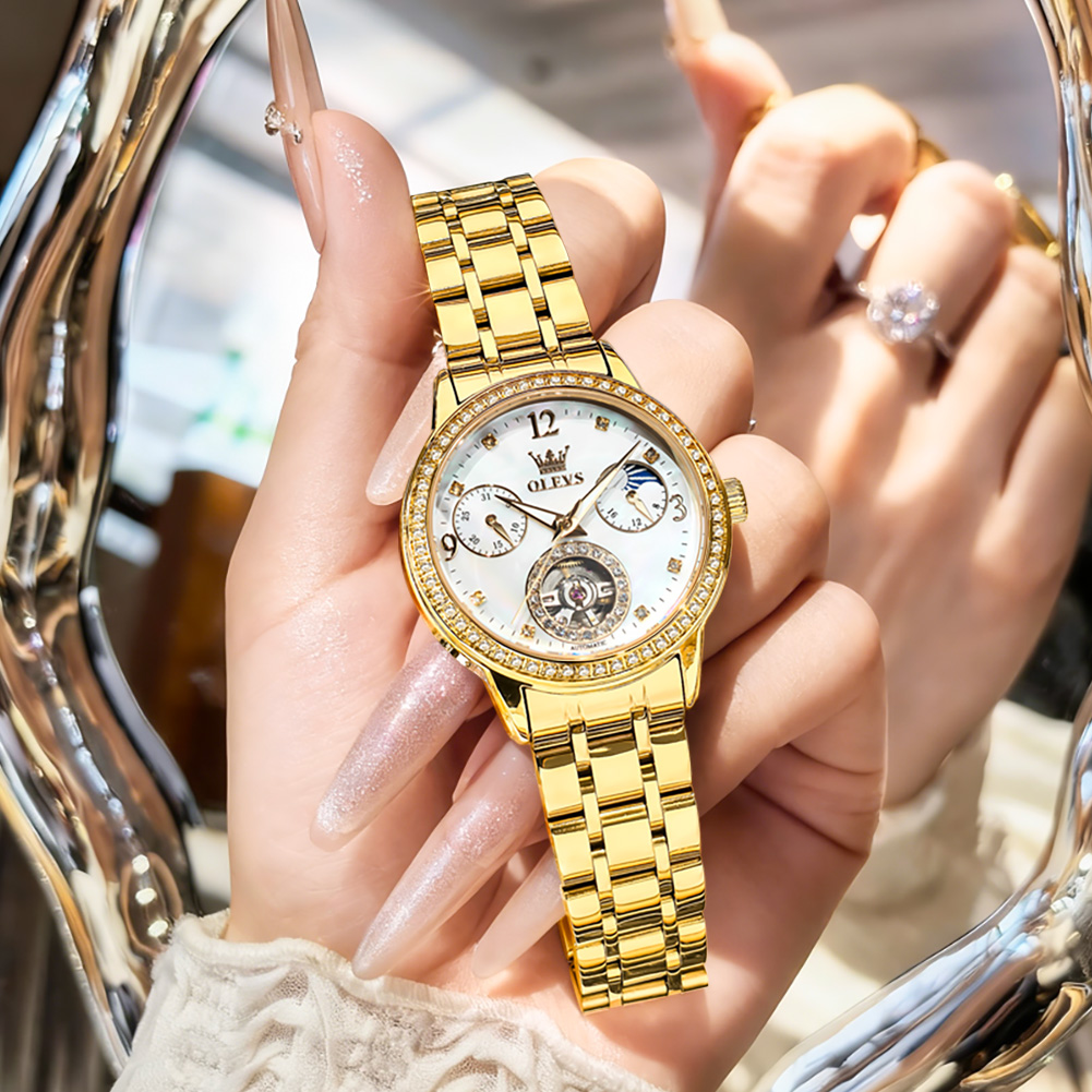 OLEVS 6750 Автоматические женс – обзор и цена Luxury Watch Moon Phase