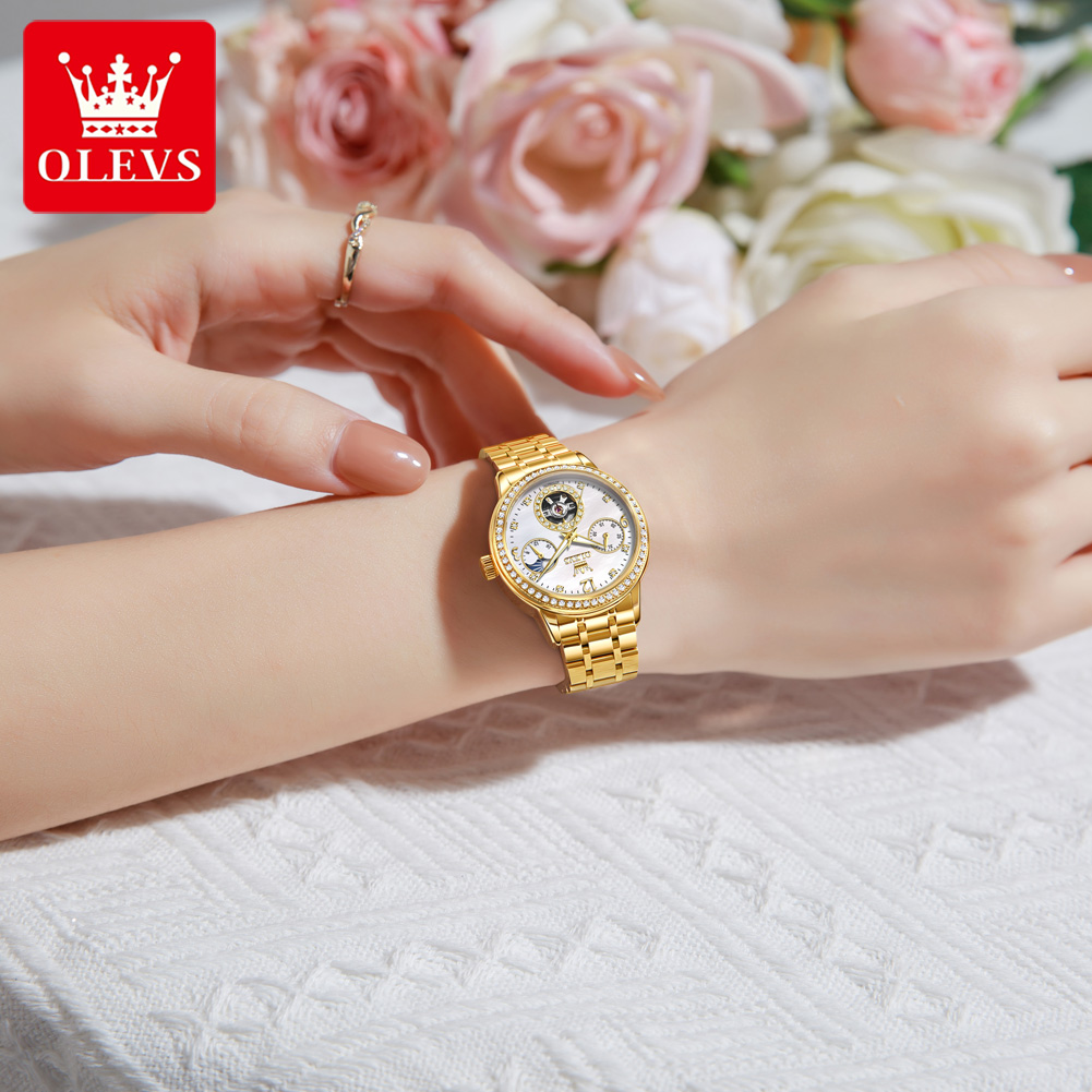 OLEVS 6750 Автоматические женс – обзор и цена Luxury Watch Moon Phase