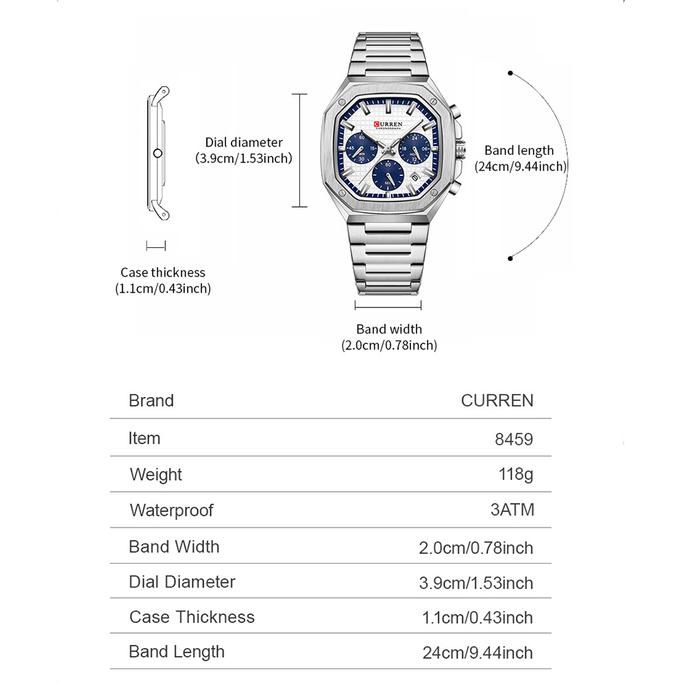 CURREN Роскошные квадратные ча – обзор и цена Luxury Watch Men