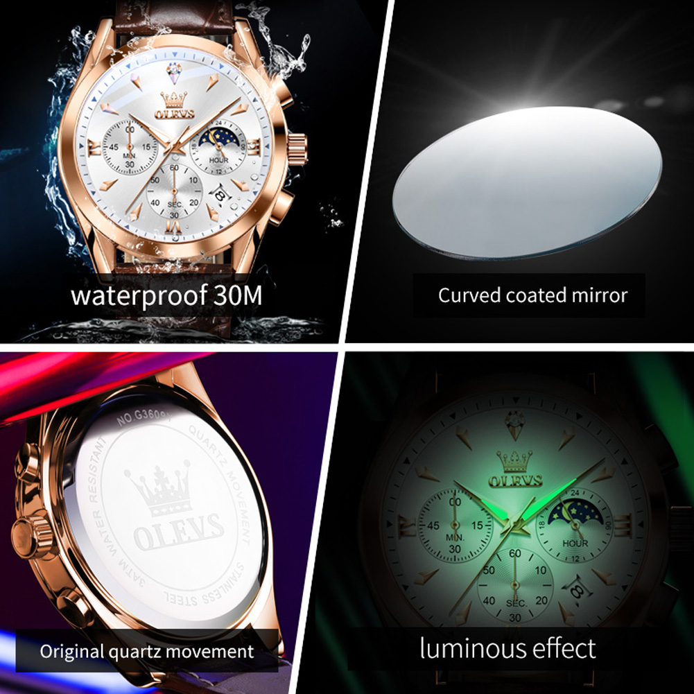 OLEVS Фирменные новые модные к – обзор и цена Luxury Watch Moon Phase