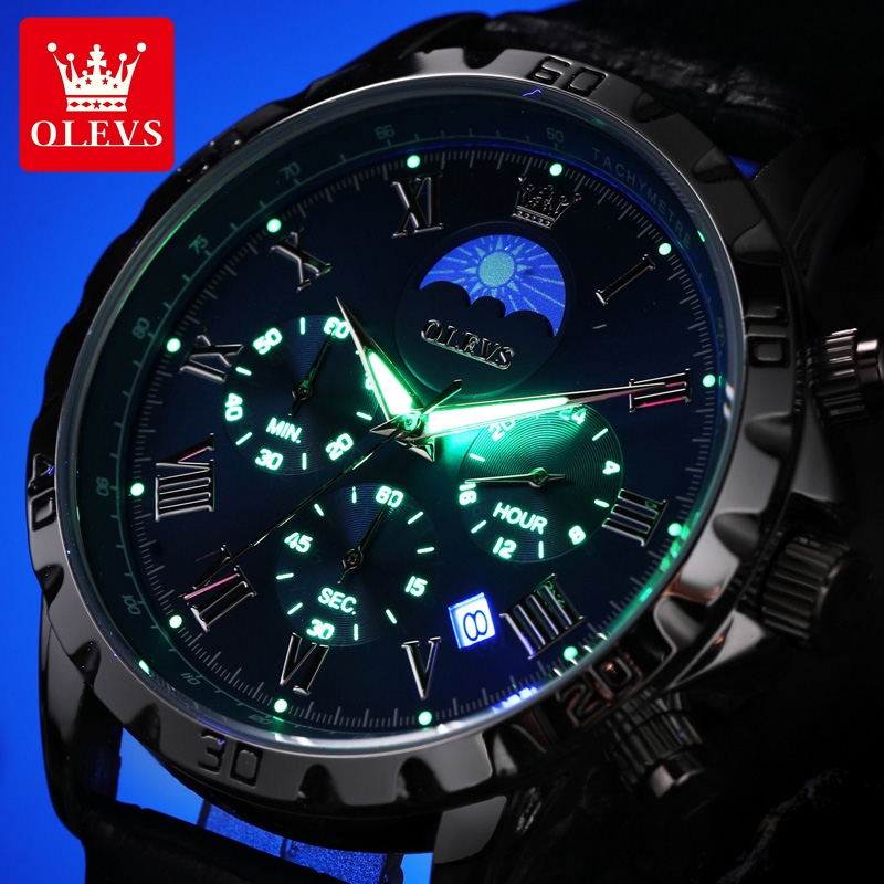 OLEVS 2950, мужские часы, модн – обзор и цена Luxury Watch Moon Phase
